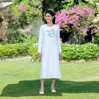 Vegan Slogan Flower Big Pocket Dress B1553【Celestial Cloud】