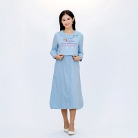 Vegan Slogan Corduroy Collared Cotton One Piece Dress B1554【Celestial Cloud】