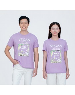 Vegan Slogan "Vegan = All Beings’ Best Friend!" Unisex PALF Woodland Animals T-shirt  B3003【Celestial Cloud】