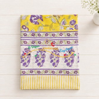 Vegan Slogan Spring & Summer India Cotton Hand Block Printed Blanket / Quan Yin Cloth A6133【Celestial Cloud】