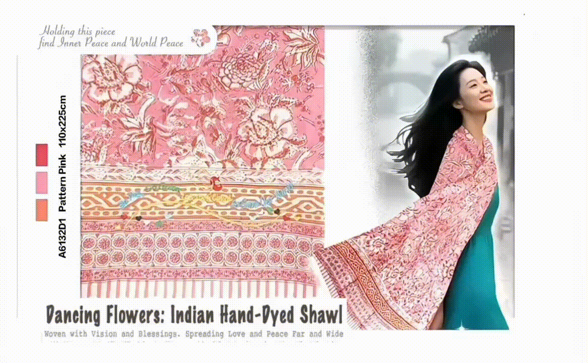 Indian Hand-Dyed Shawl_pink