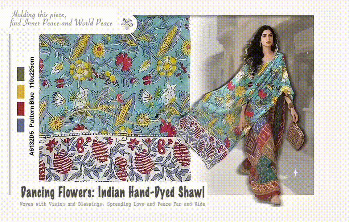 Indian Hand-Dyed Shawl_turquoise