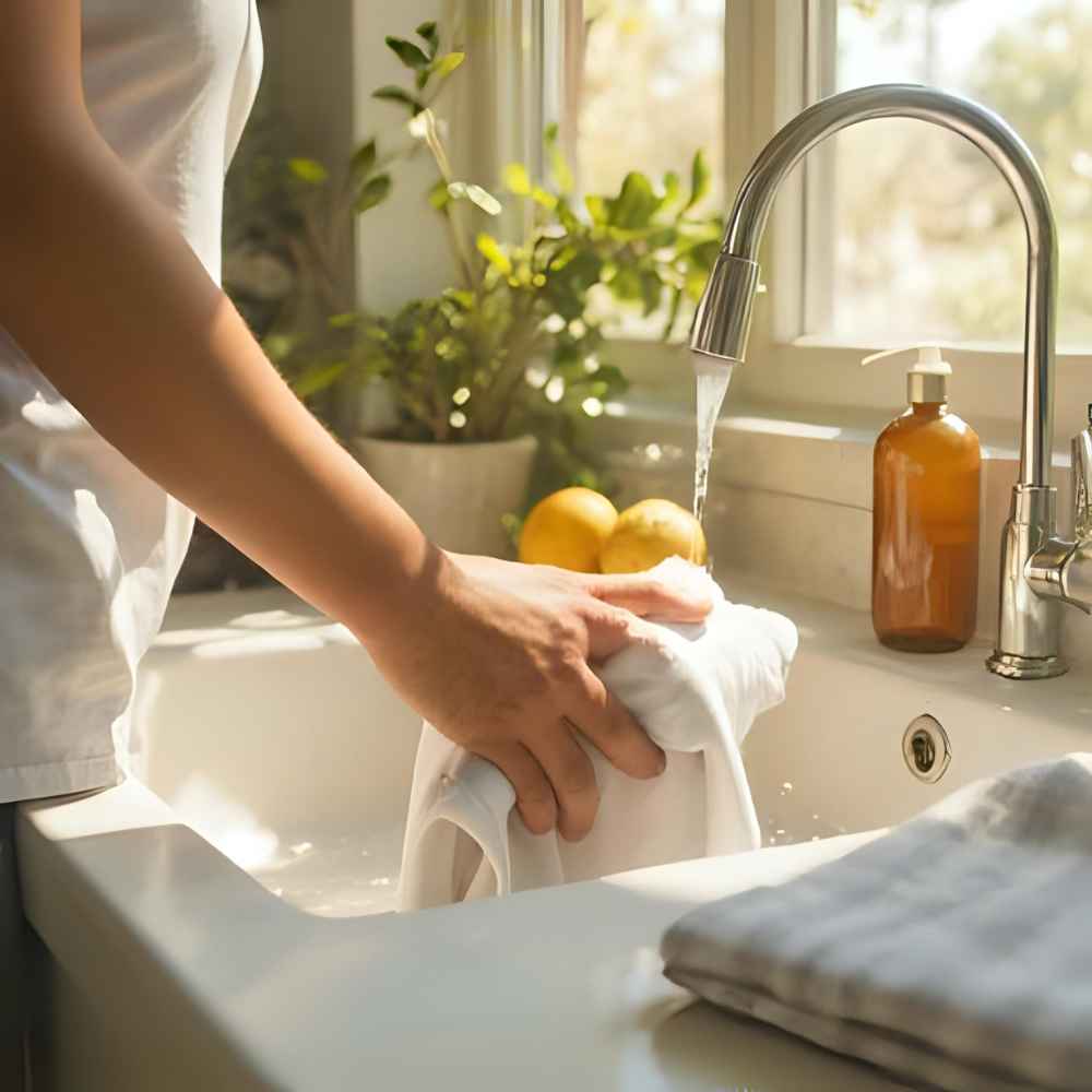 Hand washing is the most recommended method for linen clothing.