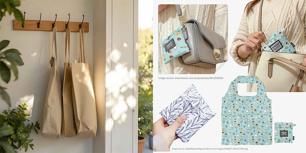 Use hooks or a woven basket to store all your bags in one place and check them weekly.