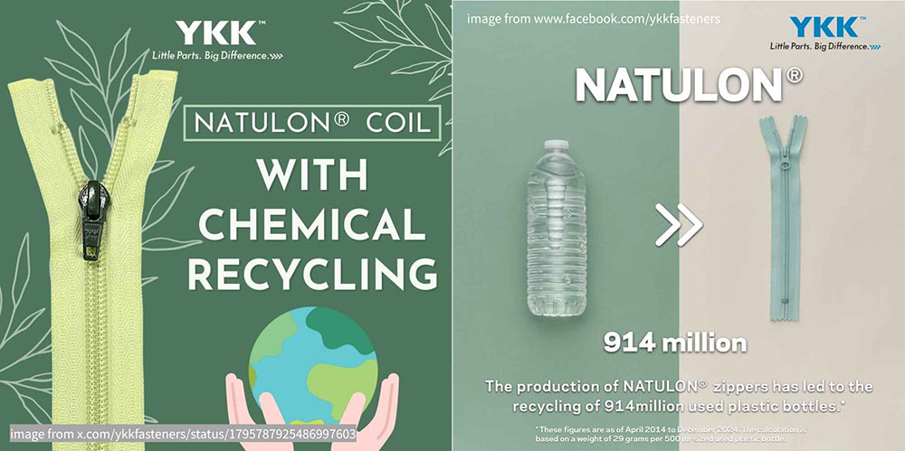 YKK's NATULON® series of zippers is one of the industry's best-known eco-friendly products.