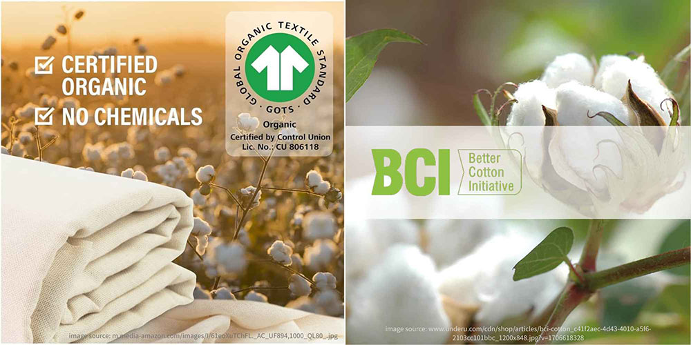 Look for sustainability certifications like GOTS (Global Organic Textile Standard) or BCI (Better Cotton Initiative).
