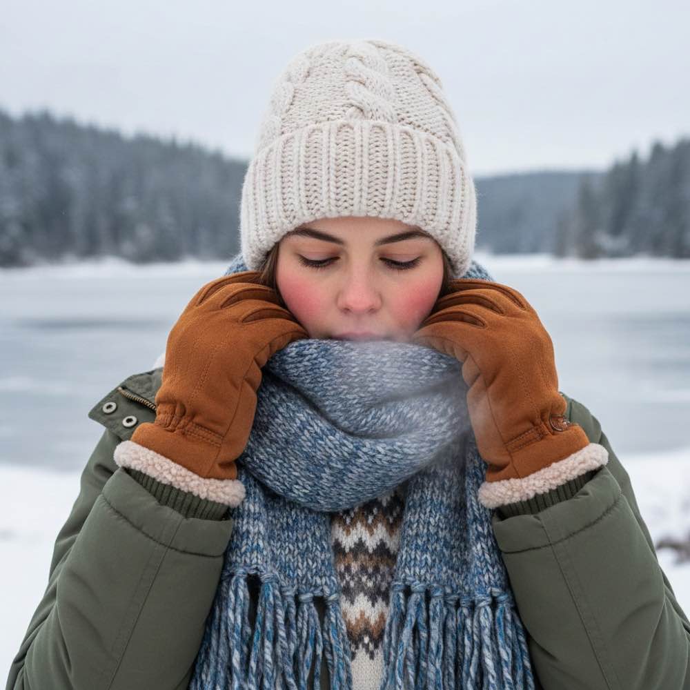 Scarves, gloves, and beanies are the most effective tools for raising your perceived body temperature.