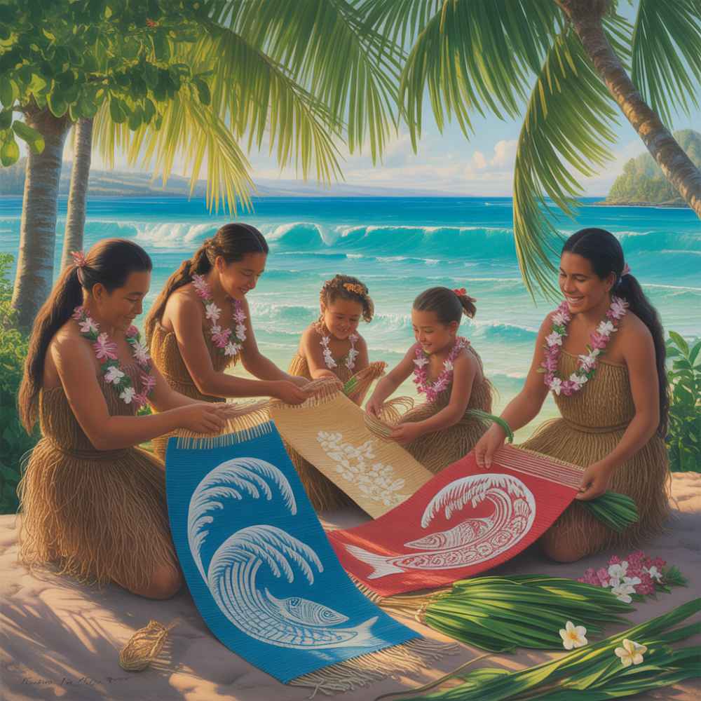In the South Pacific, woven plant fabrics and floral garlands are the primary forms of decoration.