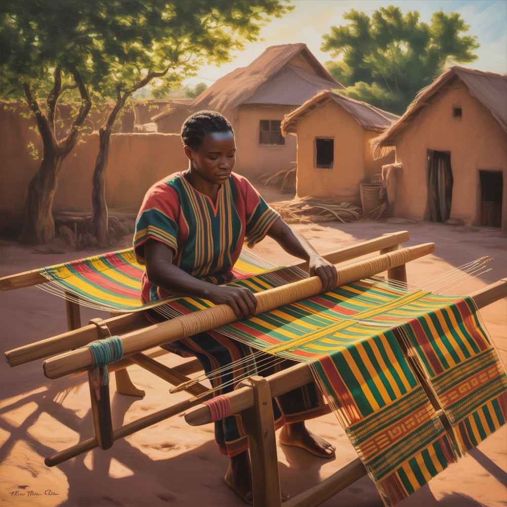 Ghanaian Kente cloth is woven from plant fibers using natural dyes. 