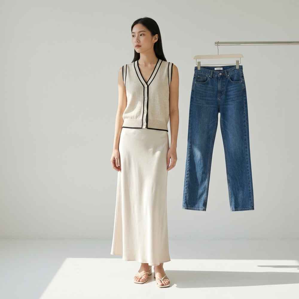 Pair slightly relaxed straight-leg jeans with a simple solid-colored knit top, and Carolyn’s effortlessly iconic New York street style can be recreated with ease.